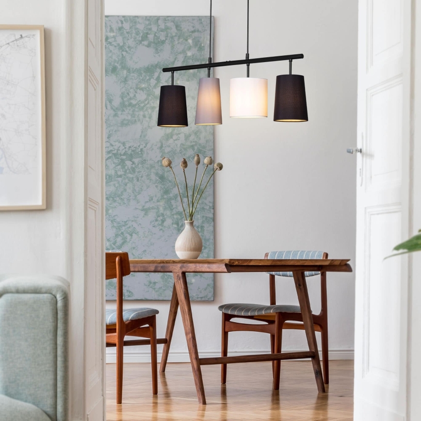 Brilo - Lampadario sospeso su cavo 4xE27/40W/230V nero/grigio/bianco