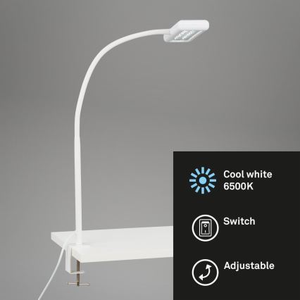 Brilo - LED Flessibile lampada da tavolo con clip TRASNA LED/7,5W/230V bianco