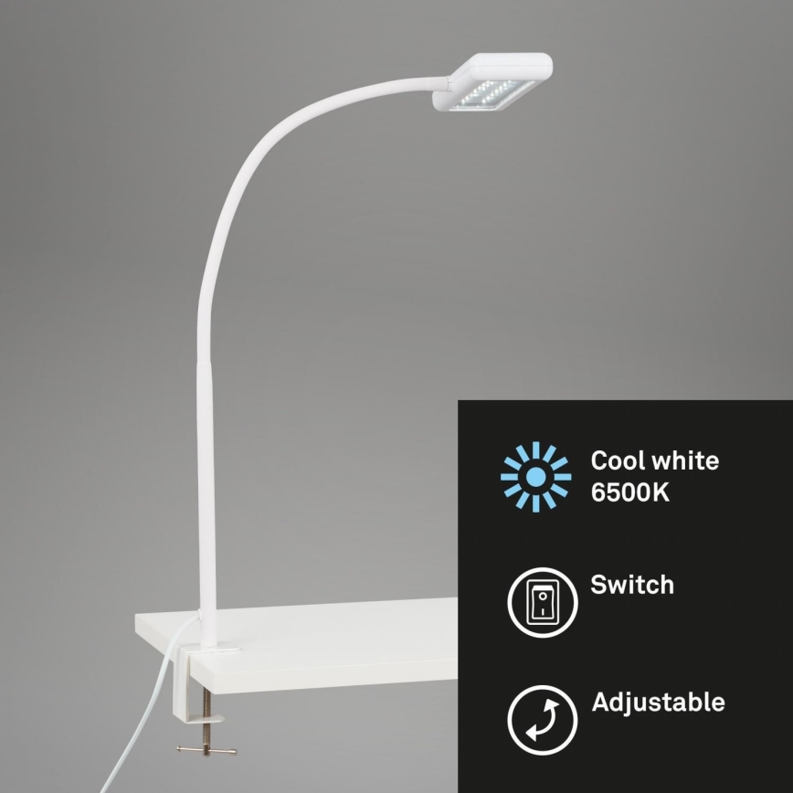 Brilo - LED Flessibile lampada da tavolo con clip TRASNA LED/7,5W/230V bianco