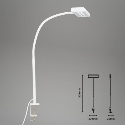 Brilo - LED Flessibile lampada da tavolo con clip TRASNA LED/7,5W/230V bianco