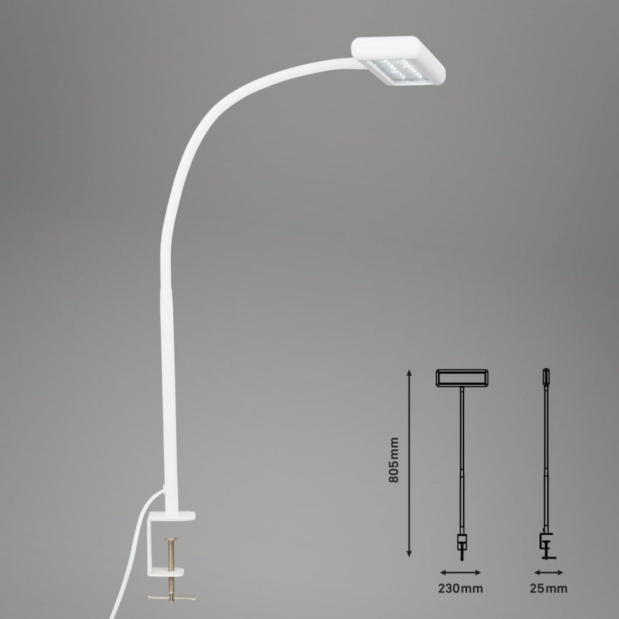 Brilo - LED Flessibile lampada da tavolo con clip TRASNA LED/7,5W/230V bianco