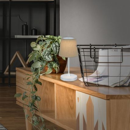 Brilo - LED Dimmerabile ricaricabile per esterni lampada da tavolo LED/3W/5V IP44 argento/beige