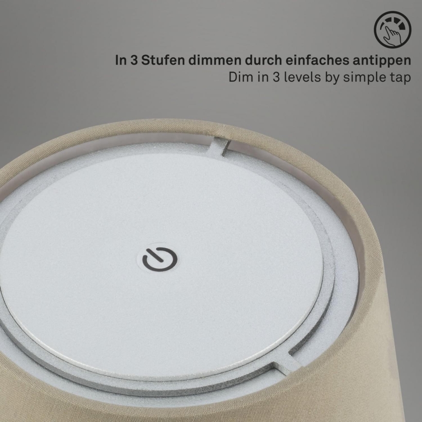 Brilo - LED Dimmerabile ricaricabile per esterni lampada da tavolo LED/3W/5V IP44 argento/beige