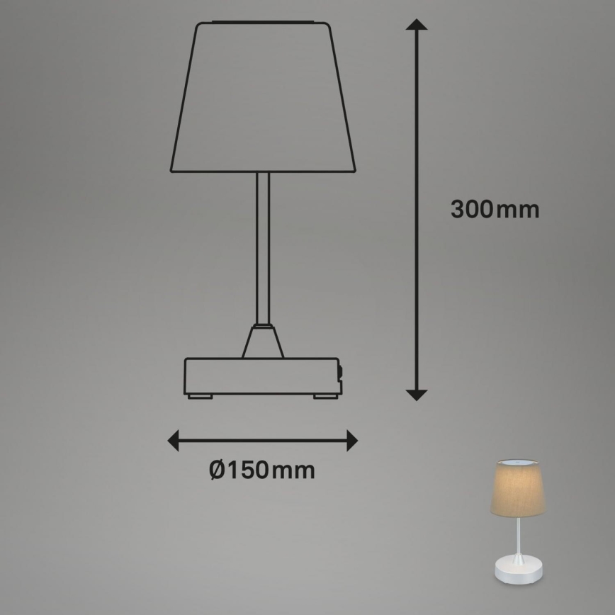Brilo - LED Dimmerabile ricaricabile per esterni lampada da tavolo LED/3W/5V IP44 argento/beige