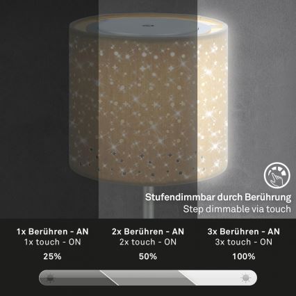 Brilo - LED Dimmerabile ricaricabile per esterni lampada da tavolo LOLE LED/3W/5V 2000mAh IP44 argento/beige