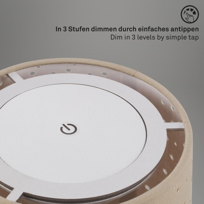 Brilo - LED Dimmerabile ricaricabile per esterni lampada da tavolo LOLE LED/3W/5V 2000mAh IP44 argento/beige