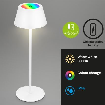 Brilo - Lampada da tavolo per esterni ricaricabile LED RGB dimmerabile a sfioramento KIKI LED/2,6W/5V IP44 2600 mAh bianca
