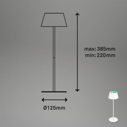 Brilo - Lampada da tavolo per esterni ricaricabile LED RGB dimmerabile a sfioramento KIKI LED/2,6W/5V IP44 2600 mAh bianca
