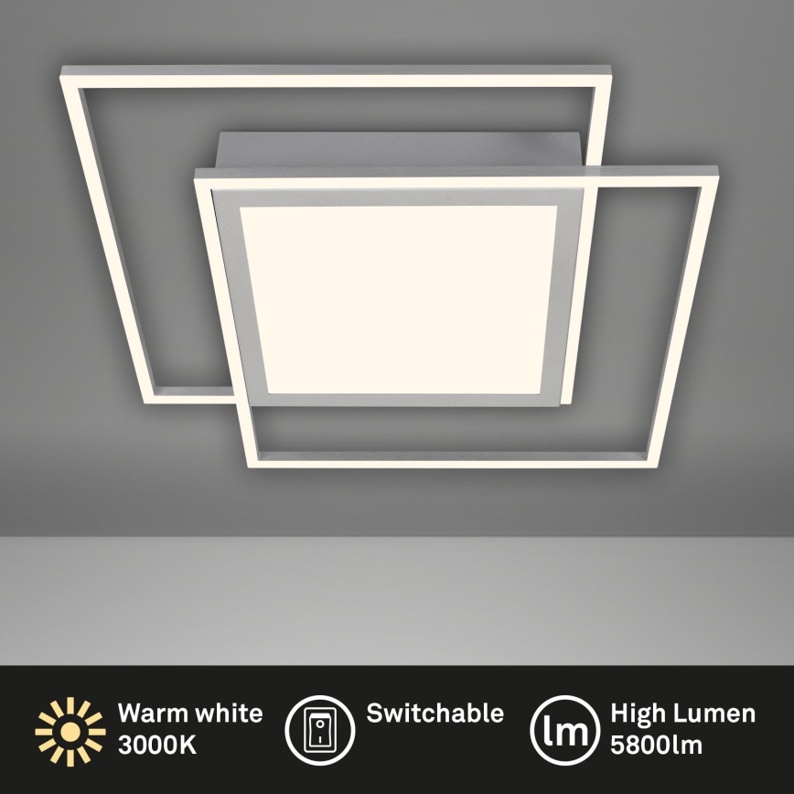 Brilo - Plafoniera LED 2x LED da 16W/230V + LED da 19W, 51,5x51,5 cm, cromo opaco