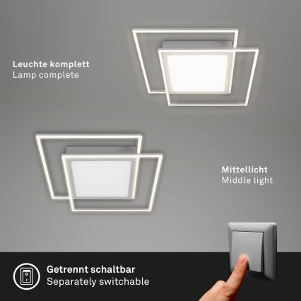 Brilo - Plafoniera LED 2x LED da 16W/230V + LED da 19W, 51,5x51,5 cm, cromo opaco