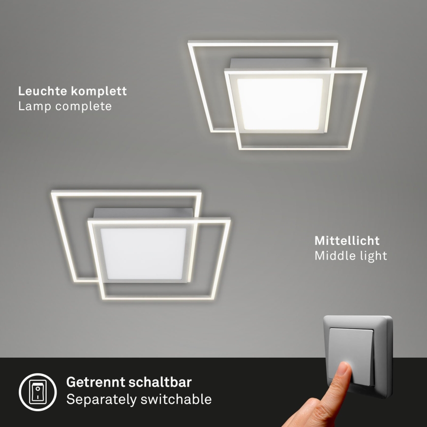 Brilo - Plafoniera LED 2x LED da 16W/230V + LED da 19W, 51,5x51,5 cm, cromo opaco