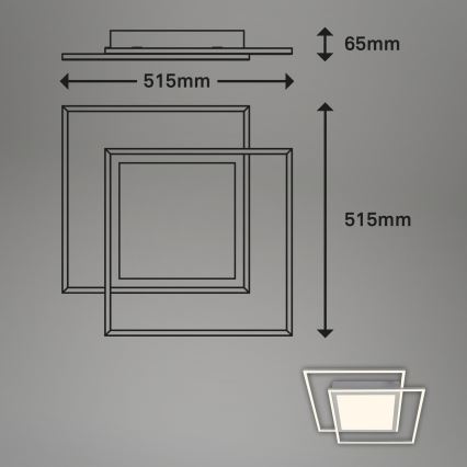 Brilo - Plafoniera LED 2x LED da 16W/230V + LED da 19W, 51,5x51,5 cm, cromo opaco