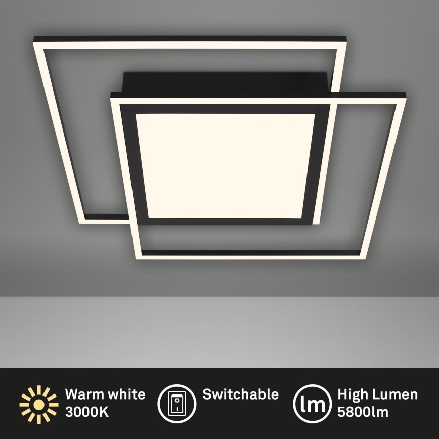 Brilo - Plafoniera LED 2xLED/16W/230V + LED/19W 51,5x51,5 cm 3000K nero