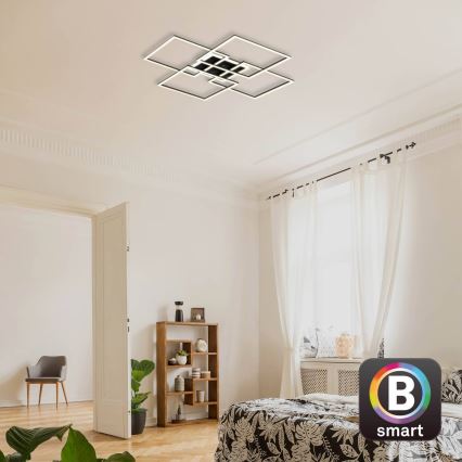Brilo - Plafoniera LED dimmerabile FRAME LED/50W/230V 2700-6500K 72,4x72,4cm nero Wi-Fi Tuya + telecomando