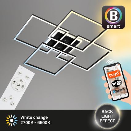 Brilo - Plafoniera LED dimmerabile FRAME LED/50W/230V 2700-6500K 72,4x72,4cm nero Wi-Fi Tuya + telecomando