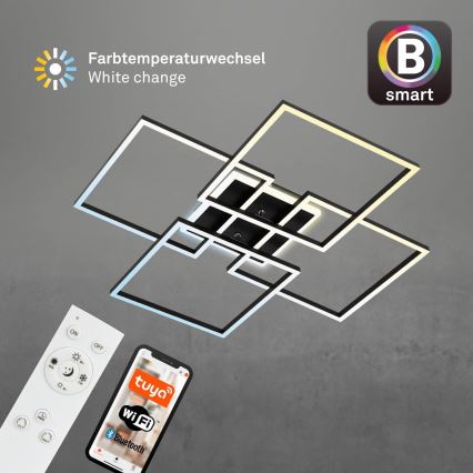 Brilo - Plafoniera LED dimmerabile FRAME LED/50W/230V 2700-6500K 72,4x72,4cm nero Wi-Fi Tuya + telecomando