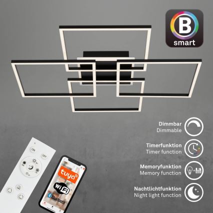 Brilo - Plafoniera LED dimmerabile FRAME LED/50W/230V 2700-6500K 72,4x72,4cm nero Wi-Fi Tuya + telecomando