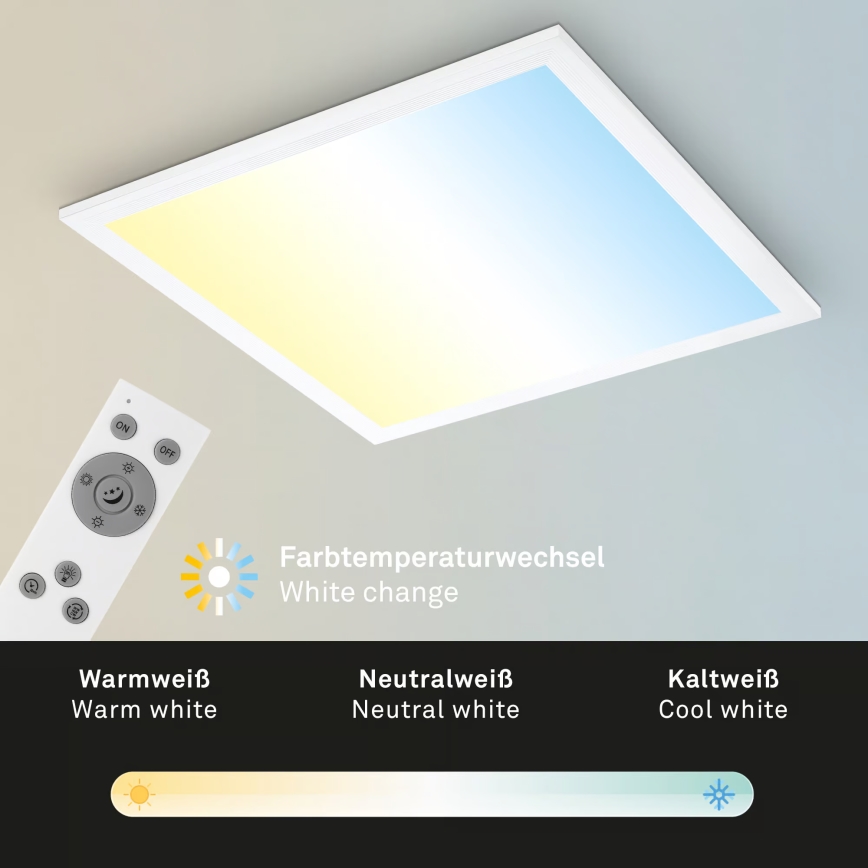 Brilo - Plafoniera LED dimmerabile LED/21W/230V 3000-6500K 38x38 cm bianco + telecomando