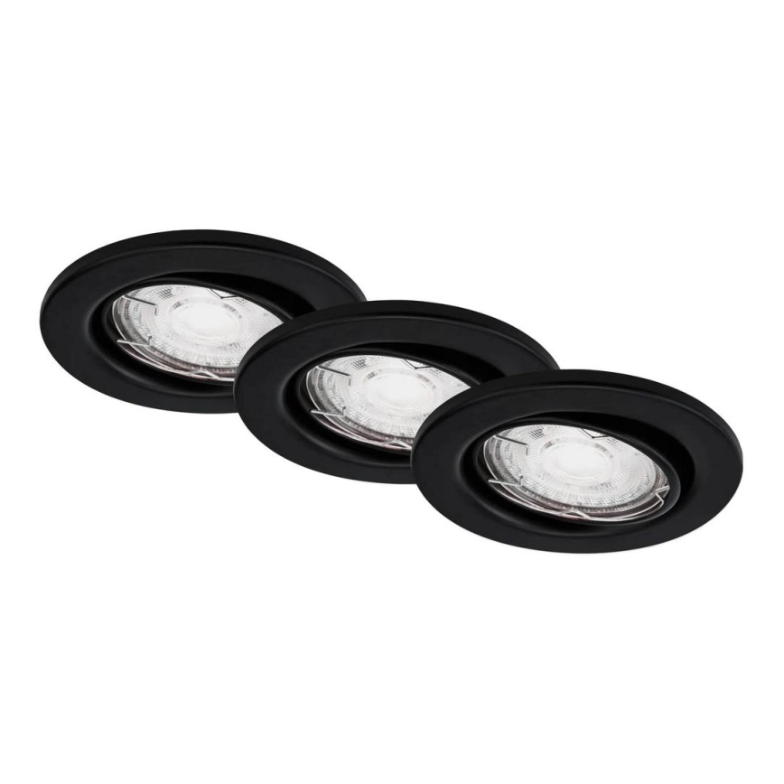 Brilo - SET 3x Lampada LED da incasso per bagni 1xGU10/5W/230V IP23 nero