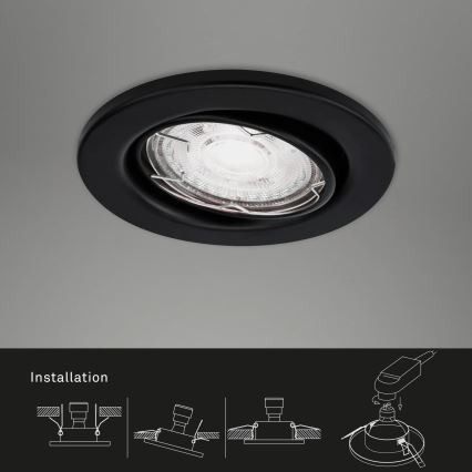 Brilo - SET 3x Lampada LED da incasso per bagni 1xGU10/5W/230V IP23 nero