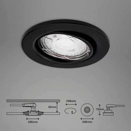 Brilo - SET 3x Lampada LED da incasso per bagni 1xGU10/5W/230V IP23 nero