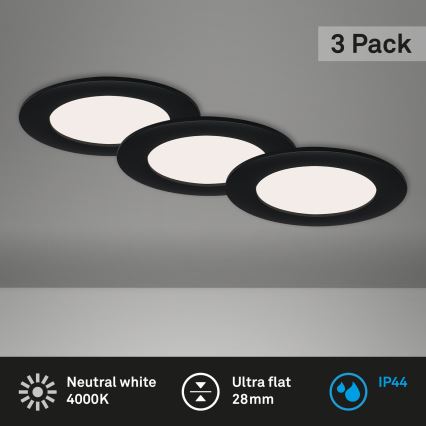 Brilo - SET 3x Lampada LED da incasso per bagni FLAT LED/7W/230V IP44