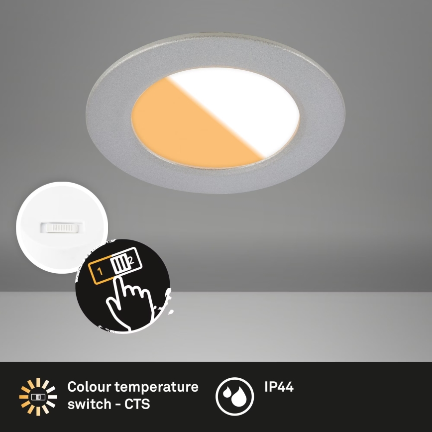 Brilo - SET 3x Lampada LED da incasso per bagni LED/4W/230V IP44 3000/4000K argento