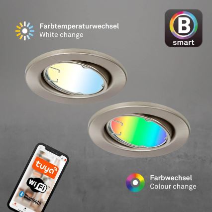 Brilo - SET 3x LED RGBW Lampada da bagno dimmerabile 1xGU10/4,9W/230V 2700-6500K Wi-Fi Tuya IP23 + telecomando