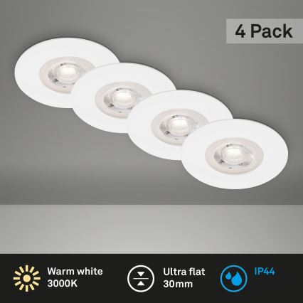 Brilo - SET 4x Lampada LED da incasso per bagni LED/4,9W/230V IP44 bianco