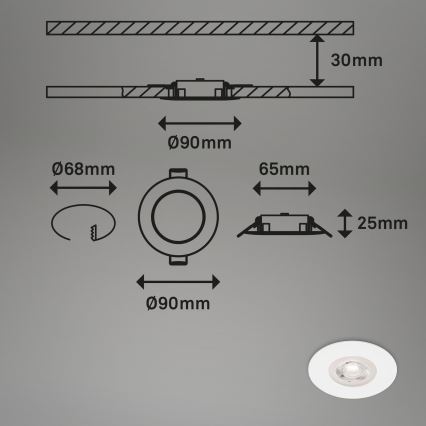 Brilo - SET 4x Lampada LED da incasso per bagni LED/4,9W/230V IP44 bianco