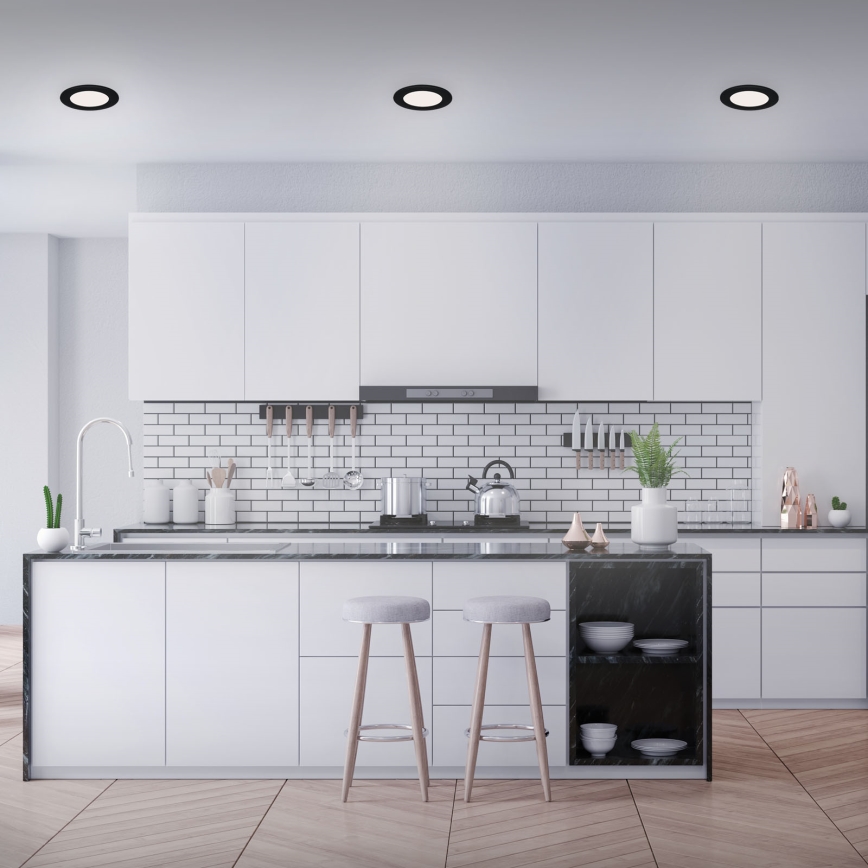 Brilo - Set da 3 faretti LED da incasso per bagno FLAT LED/6W/230V IP44 nero