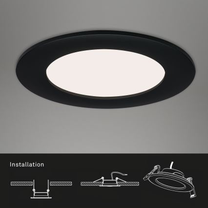 Brilo - Set da 3 faretti LED da incasso per bagno FLAT LED/6W/230V IP44 nero