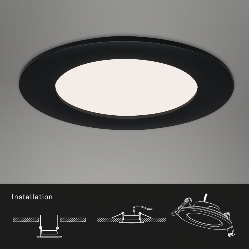 Brilo - Set da 3 faretti LED da incasso per bagno FLAT LED/6W/230V IP44 nero
