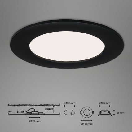 Brilo - Set da 3 faretti LED da incasso per bagno FLAT LED/6W/230V IP44 nero