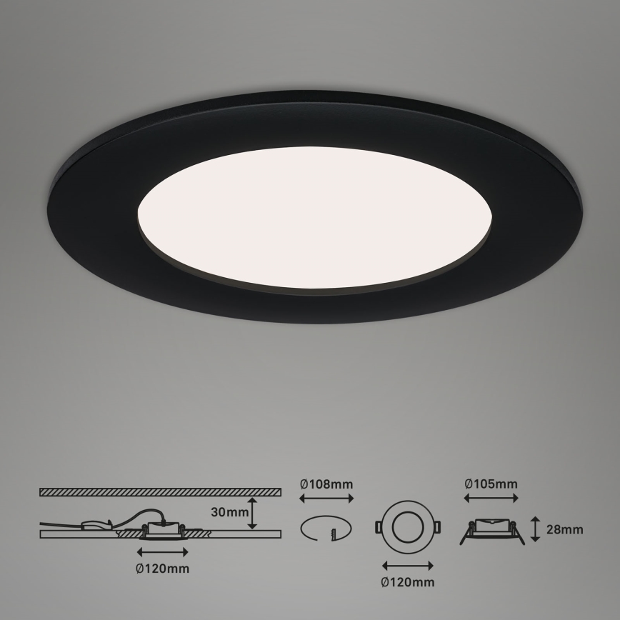 Brilo - Set da 3 faretti LED da incasso per bagno FLAT LED/6W/230V IP44 nero