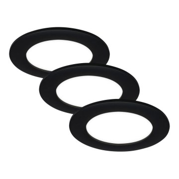 Brilo - Set da 3 faretti LED da incasso per bagno FLAT LED/6W/230V IP44 nero