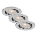 Brilo - Set di 3 faretti da incasso per bagno dimmerabili a LED DIMM LED/5,5W/230V 3000K IP23 cromo opaco