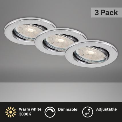 Brilo - Set di 3 faretti da incasso per bagno dimmerabili a LED DIMM LED/5,5W/230V 3000K IP23 cromo opaco