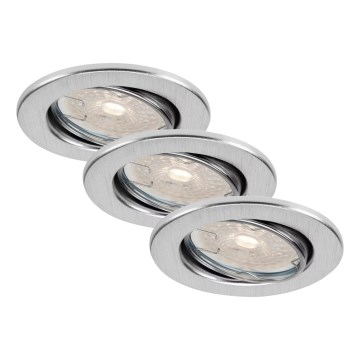 Brilo - Set di 3 plafoniere da incasso per bagno a LED dimmerabili DIMM LED/5,5W/230V IP23 cromo opaco