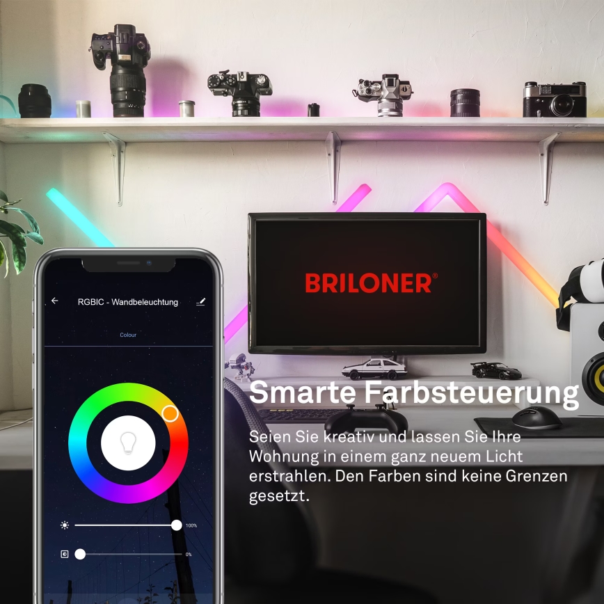 Brilo - Striscia luminosa dimmerabile LED RGBIC Smart LED/24W/230V Wi-Fi Tuya