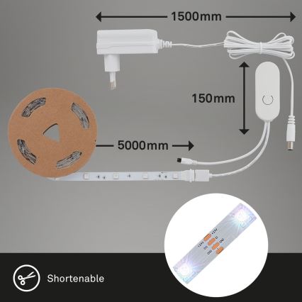 Brilo - Striscia LED RGBW dimmerabile MUSIC 6,65m LED/18W/230V Wi-Fi Tuya + telecomando