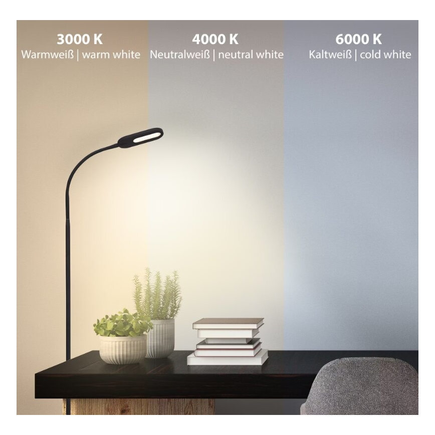 Briloner 1297-015 - Lampada da terra flessibile LED dimmerabile LED/6,6W/230V 3000K/4000K/6000K