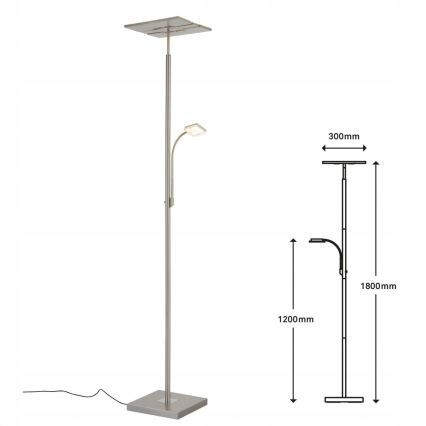 Briloner 1328-022 - Lampada da terra dimmerabile a LED LED/21W/230V + LED/3,5W cromo opaco