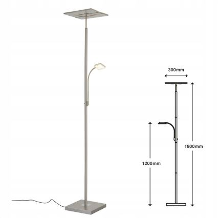 Briloner 1328-022 - Lampada da terra dimmerabile a LED LED/21W/230V + LED/3,5W cromo opaco