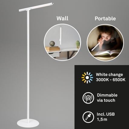 Briloner 1384-016 - Lampada da terra touch a LED dimmerabile 2in1 EVERYWHERE LED/2,3W/5V 2000 mAh