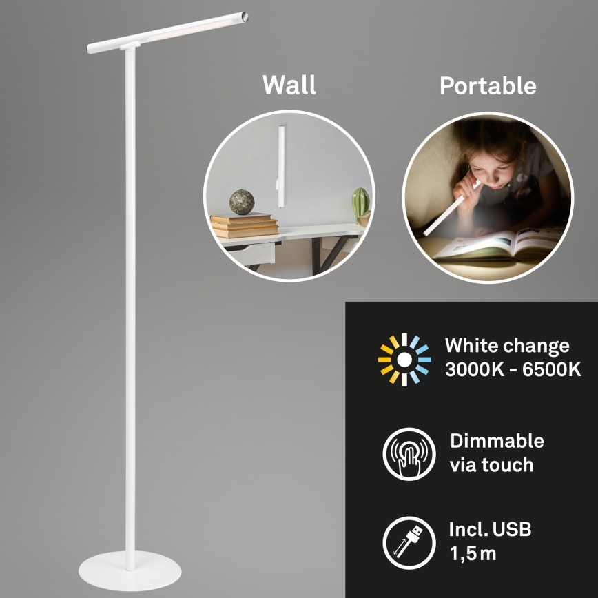 Briloner 1384-016 - Lampada da terra touch a LED dimmerabile 2in1 EVERYWHERE LED/2,3W/5V 2000 mAh