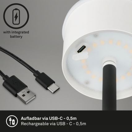 Briloner 1438015 - Lampada da terra dimmerabile a LED KIKI LED/4,3W/5V IP44 2600 mAh nero
