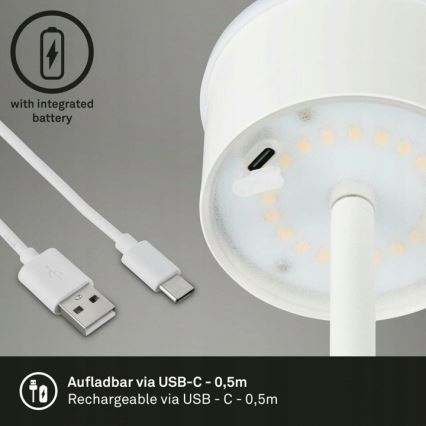Briloner 1438016 - Lampada da terra touch LED dimmerabile LED/3,5W/5V 3000K 130 cm bianco