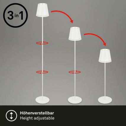 Briloner 1438016 - Lampada da terra touch LED dimmerabile LED/3,5W/5V 3000K 130 cm bianco