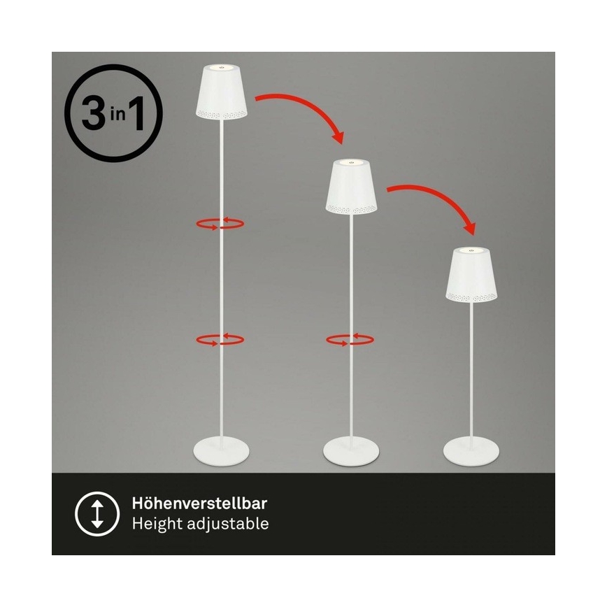 Briloner 1438016 - Lampada da terra touch LED dimmerabile LED/3,5W/5V 3000K 130 cm bianco